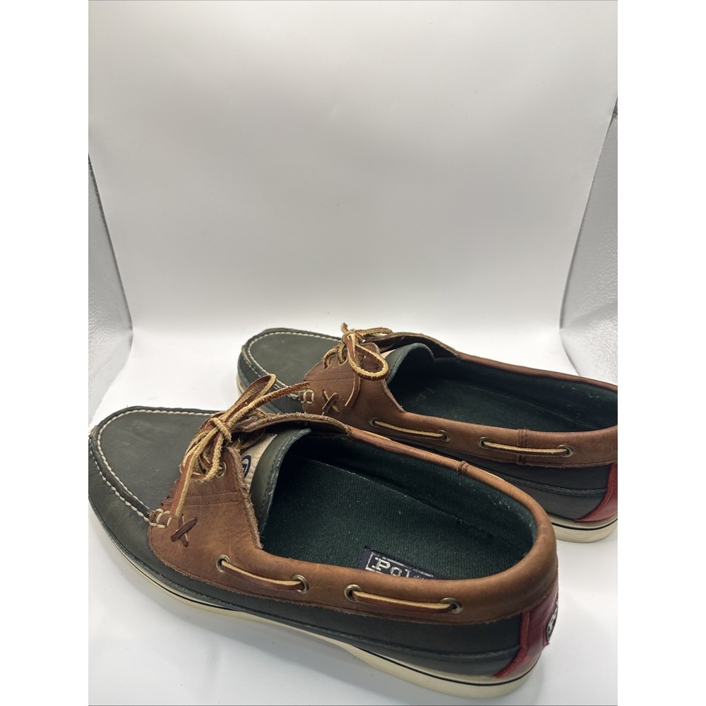 Polo Ralph Lauren CP RL-92 Men's Boat Shoes Green  Leather Lace Up Loafers M-2